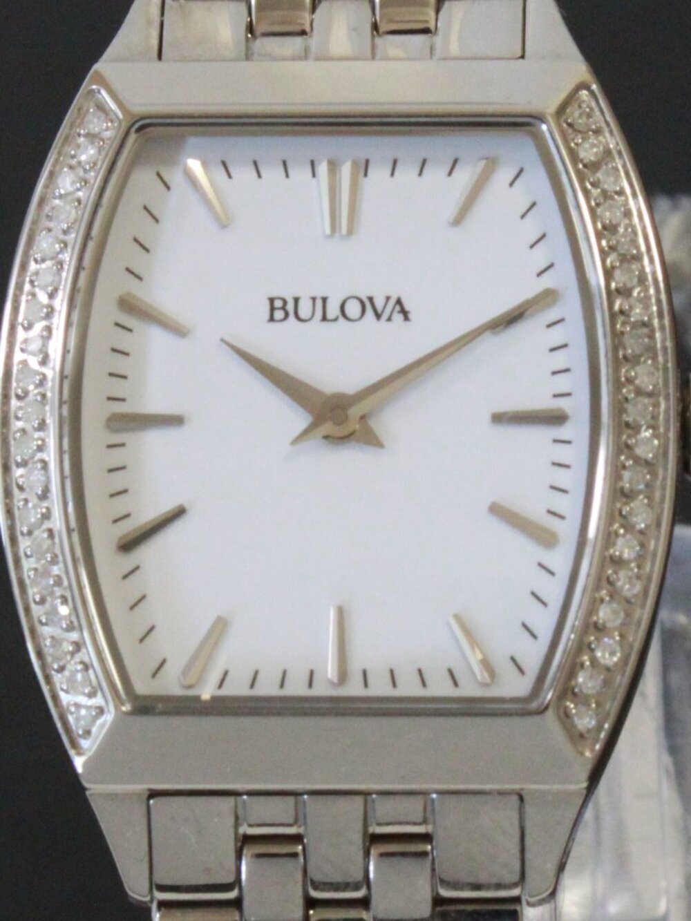 Bulova Ladies Diamond Accent Quartz Watch Diamond Embedded Bezel 26mm - Picture 13 of 13